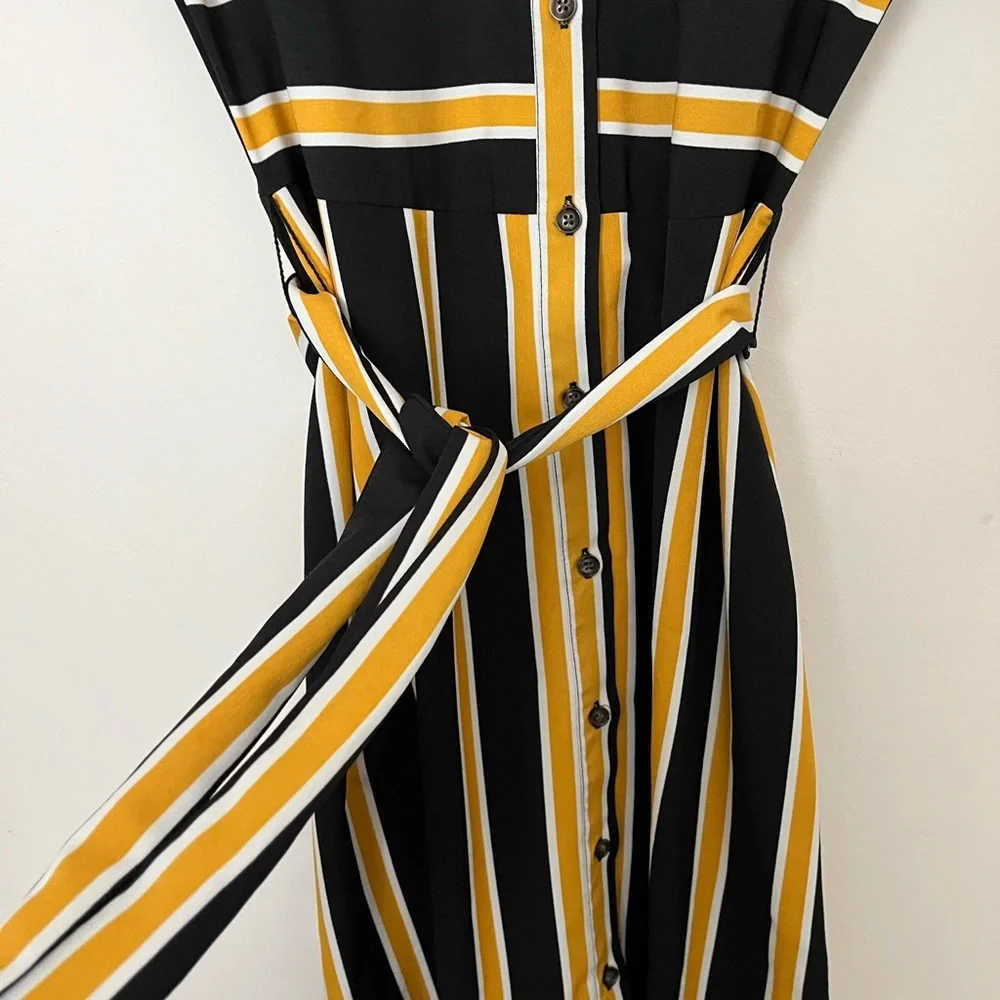 Who What Wear Striped Midi Dress Yellow Black Size XS